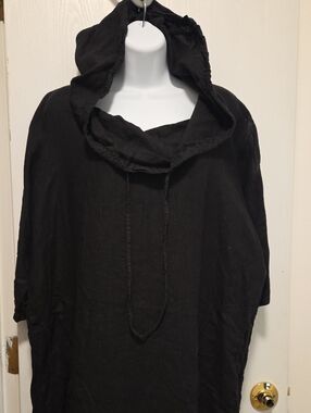 Tusso Black Linen Hooded Maxi Dress